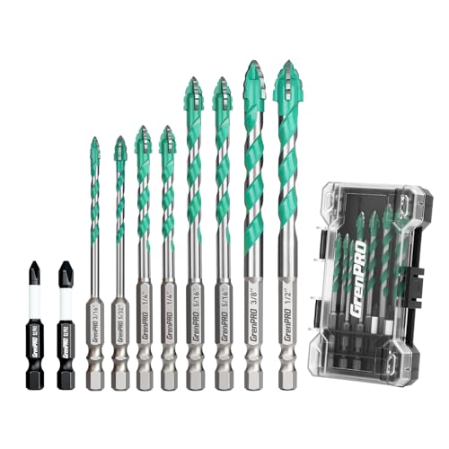 GRENPRO Masonry Drill Bit Set 8Pcs, 5/32"-1/2" Serrated Concrete Drill Bit - size: 5/32" - 1/2" (8PCS)