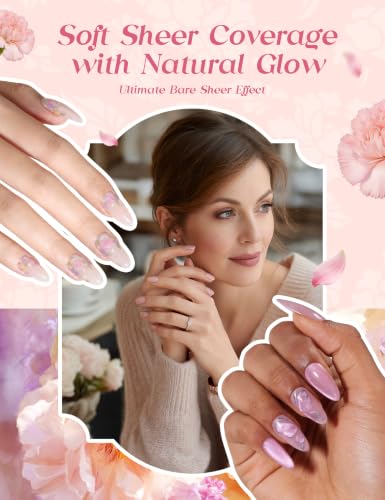 Beetles Petalled Grace Gel Nail Polish Kit, 4 Sheer Colors and 1 Cat Eye - color: Petalled Grace