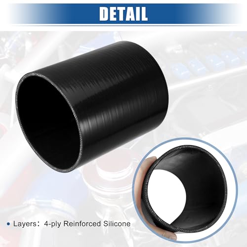 uxcell 5" ID 6" Length 4-Ply Reinforced High Temp Straight Coupler Silicone Reducer Hose Black for Car Intercooler Intake Piping - size: 5" ID