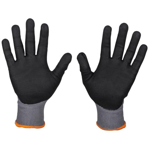 KLEIN TOOLS 60587 Work Gloves, Knit Dipped Cut Resistant ANSI A4 Nitrile Coated Gloves, HPPE Fabric, Touchscreen Capable, Small, 2-Pair - style: Small