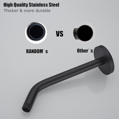 RANDOM Matte Black Shower Arm with Flange,10 Inch Rain Shower Head Extension Arm.RD91018-10-MB - color: 10″ Matte Black(Round Flange)
