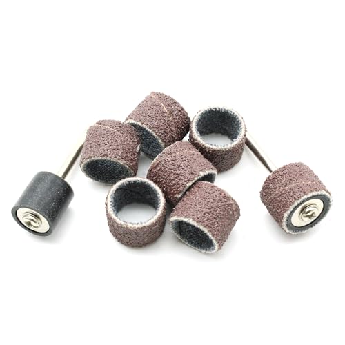 TEMO 100p 1/2" Grit 60 Coarse Sand Drum w 2p Mandrel for Dremel Rotary Tool - size: 1/2" #60