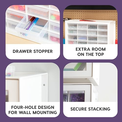 IRIS USA 24-Drawer Plastic Storage Cabinet, Teacher Toolbox, White - color: White, size: 24 Drawer