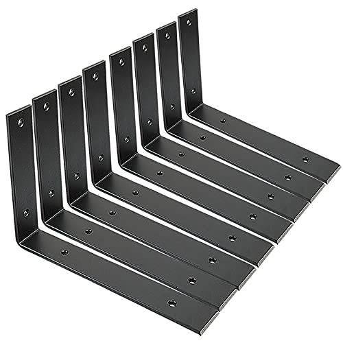 Shelf Brackets 10 Inch Wall L Brackets 8PCS Heavy Duty for Shelves Metal Black Rustic Industrial Brackets for DIY Opening Shelves Project Hardware Included - size: 10 Inch, style: Black-8 Pack