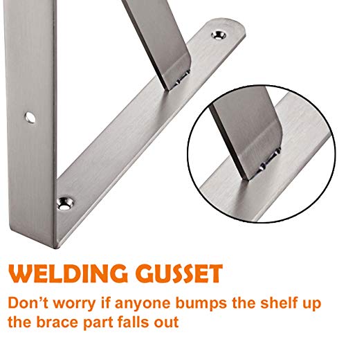 CLT Shelf Bracket, 8” Max Load: 220 lb Heavy Duty Stainless Steel Bracket for Table Bench, Space Saving DIY Bracket, Pack of 2 - color: Silver, size: 8 Inch