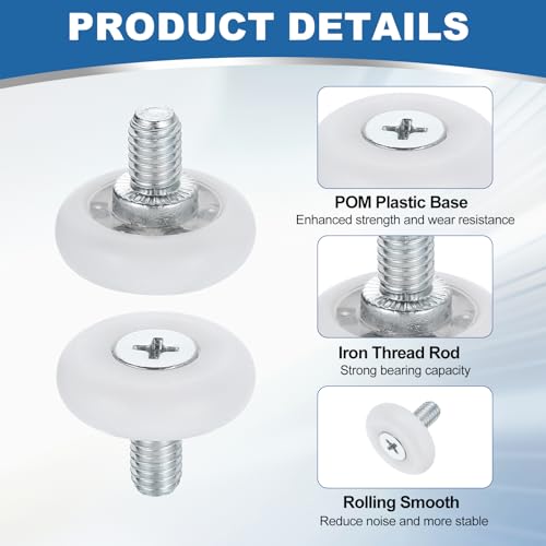 uxcell 12Pcs 22mm Drawer Rollers, M6 x 0.35" Thread Plastic Positioning Pulleys Curved Surface Small Drawer Pulley Bearing Replacement Wheel for Furniture Parts Cabinet Cupboard Slides - size: 22mm M6 x 0.35"