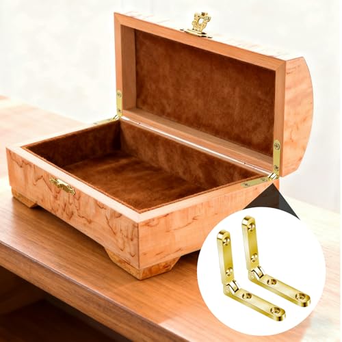 60pcs Heavy Jewelry Box Side Rail Hinge, 90 Degree Folding, Gold