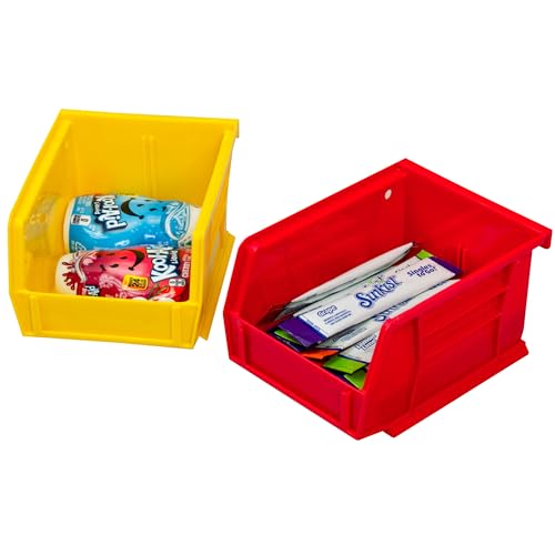 Akro-Mils Storage Bins 30210, Plastic | Stackable | Hanging Design | 5" x 4" x 3" | Yellow | Pack of 24 - color: Yellow, size: 24 Pack