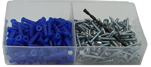 CONFAST® #8-10 Plastic Conical Blue Bantam Drywall Wall Anchor Kit PAK810, Includes (100) Anchors, (100) Screws and (1) Drill bit (201 Pieces) - size: #8 #10