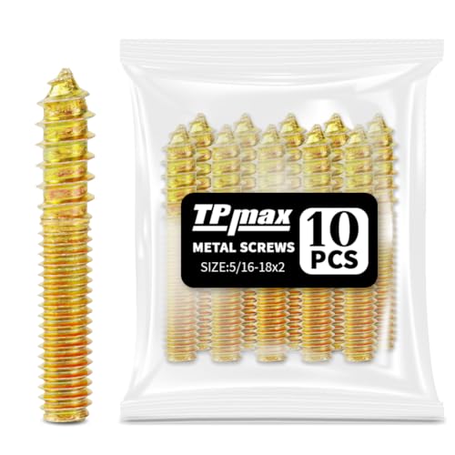 TPmax 10 Pack 5/16-18 x 2 Inch Hanger Bolts Double Headed Bolts Self-Tapping Screw Hanger Bolts for Furniture (5/16-18" x 2") - size: 5/16-18" x 2"