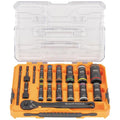 Klein Tools 65626 KNECT Deep Well Impact Socket Set, 3/8-Inch Drive Ratchet, 24 SAE and Metric Flip Socket Sizes, MODbox Case - style: 24-Piece Metric & SAE Set
