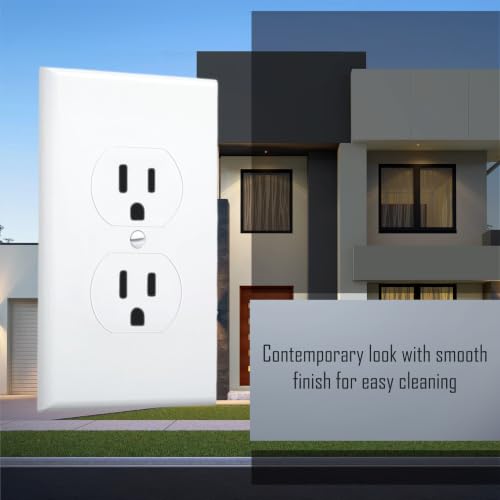 TayMac 2520W MASQUE White 1-Gang Duplex Jumbo Electrical Outlet Cover Wall Plate, Replaces Old Wall Plate for Electric Outlet, Home Improvement Essential, White, 1-Pack