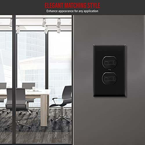 ENERLITES 10 Pack Mid-Size Duplex Outlet Covers Wall Plate, Black - color: Black, size: Mid-Size