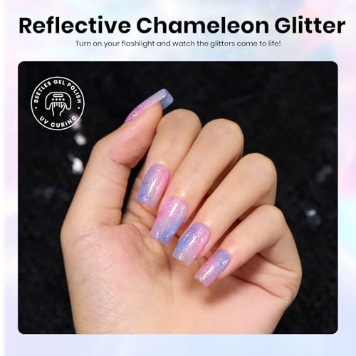 Beetles Chameleon Gel Polish Set - 6 Colors Crushed Diamond Glitter Gel - color: 0-Whimsical Wonders
