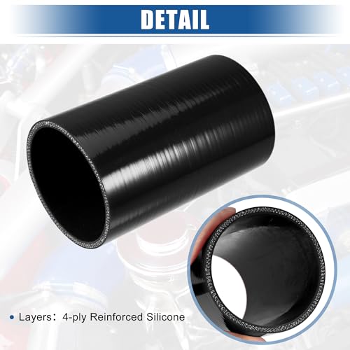 uxcell 3.25" ID 6" Length 4-Ply Reinforced High Temp Straight Coupler Silicone Reducer Hose Black for Car Intercooler Intake Piping Straight Silicone Hose - size: 3.25" ID
