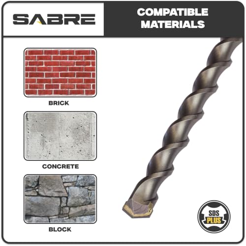 10-Pack 1/4 Inch x 6 Inch SDS Plus Rotary Hammer Drill Bits, Carbide Tipped for Brick, Stone and Concrete (1/4” x 4" x 6")