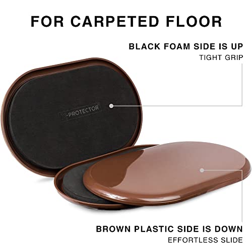 X-Protector Furniture Sliders for Carpet - 4 PCS 6" x 3 1/2" Moving Pads - size: 4 PCS 6" x 3.5", For Carpet