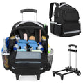 HODRANT Rolling Clean Backpack with Detachable Trolley & Waterproof Bottom | Large Cleaning Supplies Bag with Handle & Support Plate, Cleaner Caddy Organizer for Car Wash & Housekeeping Tool Storage