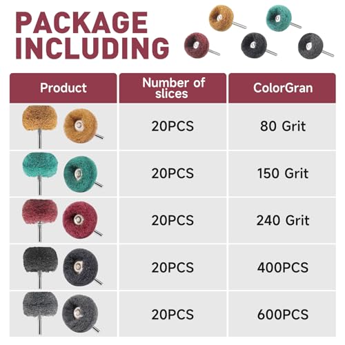 50 PCS Abrasive Buffing Wheel, 1 Inch Polishing Kit 80 Grit - style: Yellow 80 Grit 50pcs
