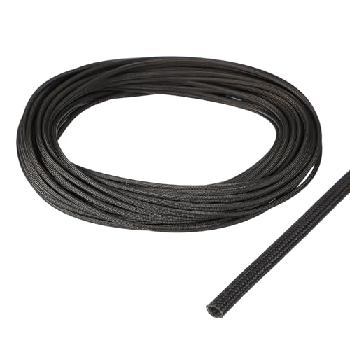 uxcell Insulation Cable Protector,1.5mm/0.06 Inch-20m/66 Feet High Temp Fiberglass Sleeve Black - color: Black, size: 1.5mm-20m