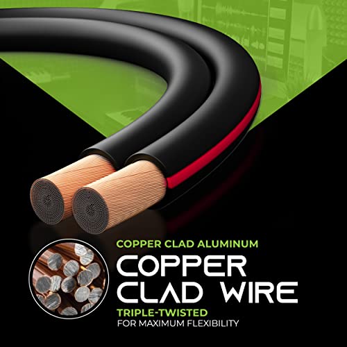 GEARit 12 Gauge Speaker Wire 100FT, 12/2 CCA Cable with 12 Banana Plugs - color: Black (with Banana Plugs), size: 12AWG / 100 Feet