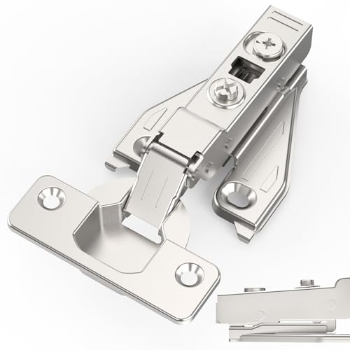 Chibery 1/8", 1/4", 5/16" Overlay Soft Close Concealed Hinge for Face Frame Door ＆ Frameless Door, 3D Clip-on Plate, Self Closing Hidden Satin Nickel, 105° Angle, H=3, Half Overlay, 20 Pack - size: H=3, Half Overlay