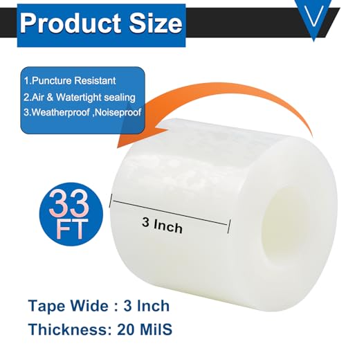 Window Insulation Tape for Winter Heavy Duty Weather Stripping Sealing Film Tape Draft Stopper 3 in x 105 Ft Keep Warm & Save Energy Easy Apply & Remove for Doors and Windows - size: 3 IN * 105 FT