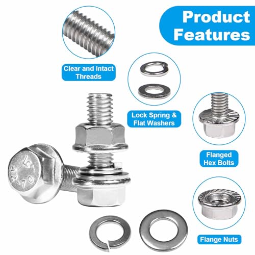 15 Sets M8-1.25 x 25mm Flanged Hex Head Bolts and Nuts Kits - size: M8-1.25 x 25mm