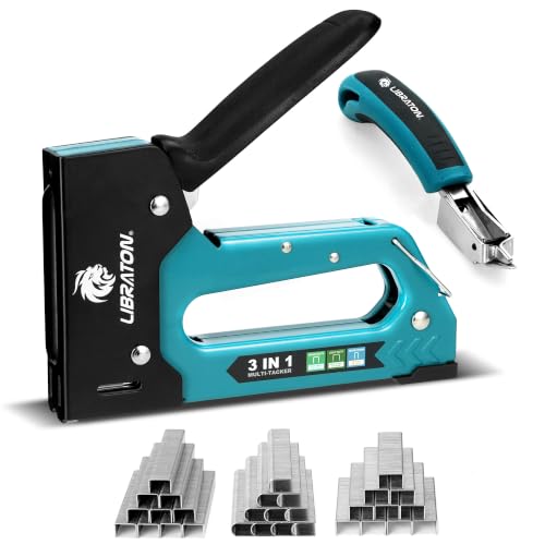 LIBRATON Heavy Duty Staple Gun for Wood Upholstery & Remover Kit, 3in1