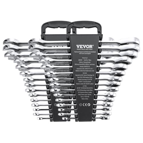 VEVOR Ratcheting Wrench Set, 30-Piece Combination Wrench Set, 72 Teeth - color: Silver 30pcs, size: Metric&SAE