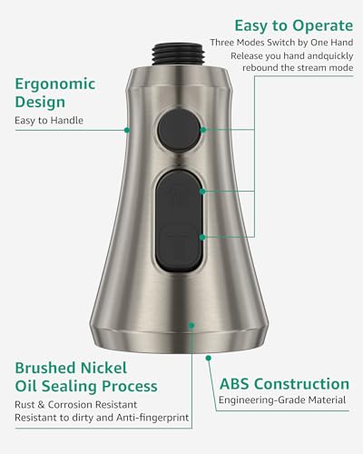 Mbillion Universal Brushed Nickel Kitchen Faucet Sprayer Head Replacement - color: Brushed Nickel