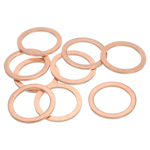 MECCANIXITY 9Pcs Flat Washer, M20 Copper Washers Copper Sealing Ring Crush Washer Kit Assortment, 20mm ID, 26mm OD, 1.5mm Thick for Bolts Screws Machinery Repair - size: 20mmx26mmx1.5mm