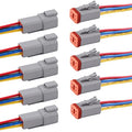 Deutsch DT 4 Pin Connector 5 Sets - 4 Way DT Automotive Waterproof Male Female Plug Wiring Harness for Car, Truck, Boats, LED Work Light, 16 AWG. (5 Sets 4 Pin, Grey) - size: 4-pin