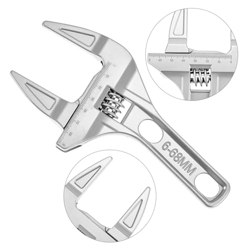 QWORK Adjustable Wrench, 0.24"-2.68" Large Opening Bathroom Spanner, 7.87 Inch Universal Activity Wrench