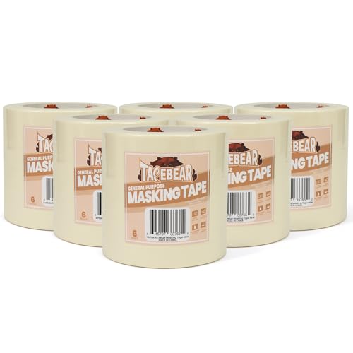 TAPEBEAR General Purpose Masking Tape Beige White 0.75" x 60Yards x 36Rolls - size: 0.75" x 60Yards x 36Rolls