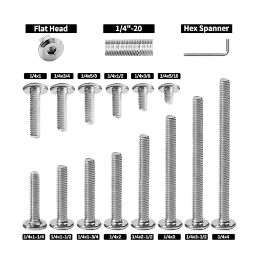 5/16-18 x 1" (30 Pack) Flat Head Hex Socket Cap Screws Bolts, 304 Stainless Steel 18-8, Hex Drive Countersunk Furniture Connector, Fully Threaded Machine Thread, Bright Finish