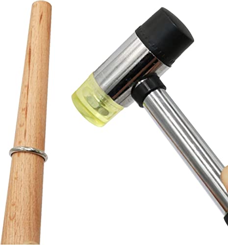 Jewelers Rubber Hammer Mallet with Wood Ring Mandrel Sizer Sizing Adjuster Ring Shaper Repair Tools Jewelry Making Kit