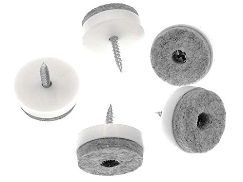 ALIMITOPIA 40pcs Screw-on Furniture Felt Pad Chair Glide Slider Hardwood Floor Protector for Wooden Leg Feet of Chair Table Furniture(Φ24mm or 0.95";White) - size: 24mm(White)