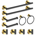 Bathroom Hardware Set 24 Inch, Black Gold Towel Bar Set Including 24" Hand Towel Bars, Toilet Paper Holders, Towel Rings, Robe Towel Hooks - color: Black Gold-10pcs-24inch