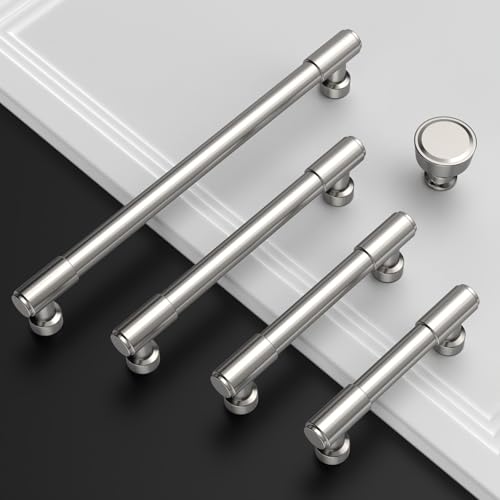 Amerdeco 10 Pack Brushed Satin Nickel Cabinet Pulls 7.5 Inch(192mm) Hole Center Drawer Pulls Cabinet Hardware Kitchen Cabinet Handles for Bathroom ZH0075 - color: Brushed Satin Nickel, size: 7.5"/192MM Hole Center
