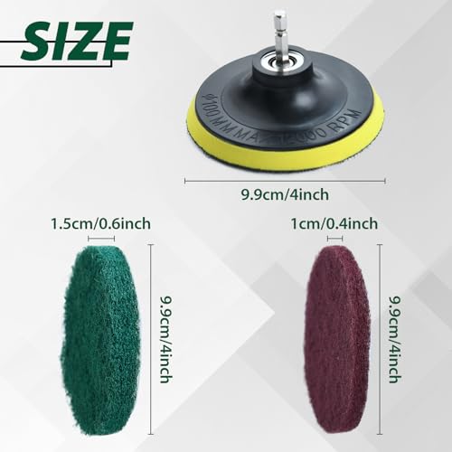 4 Inch Drill Powered Brush Tile Scrubber Scouring Pad Cleaning Kit