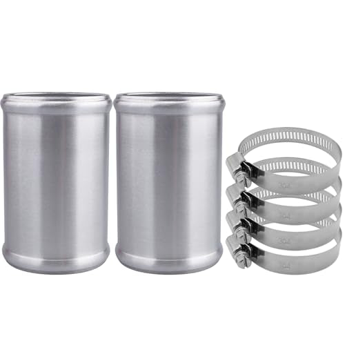 AC PERFORMANCE 2.75" (70mm) OD Aluminum Alloy Hose Joiner Silicone Pipe Connector Bead, 4" Length with 304 SS Clamps, Pack of 2 - size: 2.75" (70mm) - 2PCS