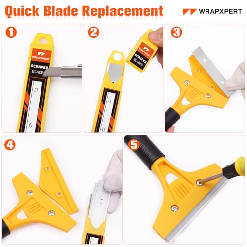 WRAPXPERT Scraper Blade 4 inch 100pcs Replacement Razor Blades for Cleaning Glass Wall Windows Stove