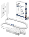 Saker Dual 8ft Flat Extension Cord Outlet Cover, 3 Outlets, White - style: dual 8ft