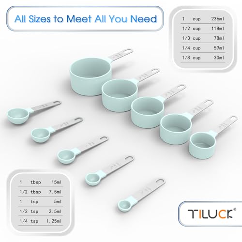 Measuring Cups & Spoons Set, Stackable Cups and Spoons - color: Green
