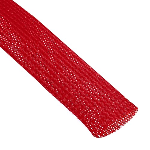 uxcell Expandable Sleeving, 1 1/4-inch 25ft Cable Sleeve, Red - color: Red, size: 1 1/4-inch x 25ft