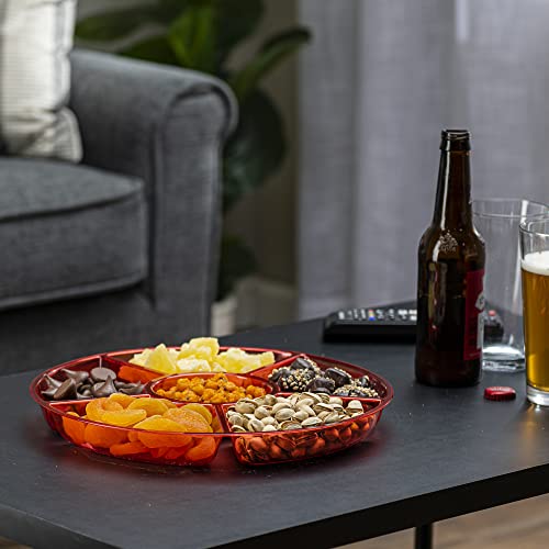 Plasticpro 6 Sectional Round Plastic Serving Tray/Platter (2, Red) - color: Red