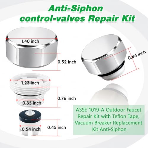 Silver Metal ASSE 1019-A Vacuum Breaker Check Valve Repair Kit, Anti-Siphon Replacement Parts, Corrosion Resistant, Chrome Plated Brass Top Cover, Plastic Body, Plunger & O-Ring, 1 Pack - color: silver metal