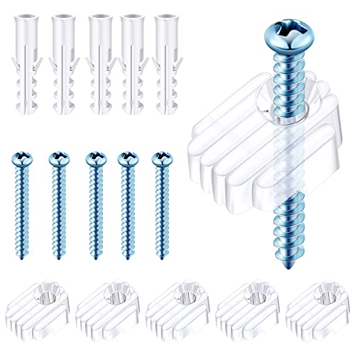 Blulu 20 Pack Glass Mirror Holder Clips for Wall Mounting | Glass Mirror Hanging Kit, Offset 0.24 Inch/ 6 mm, Hanging Retainer Fasteners with Screws and Anchors, for Fixing Cabinet Door - style: Basic Style