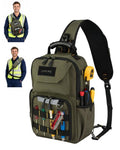 Electrician Tool Chest Bag, Tactical HVAC 3-Point Harness Olive - color: Green
